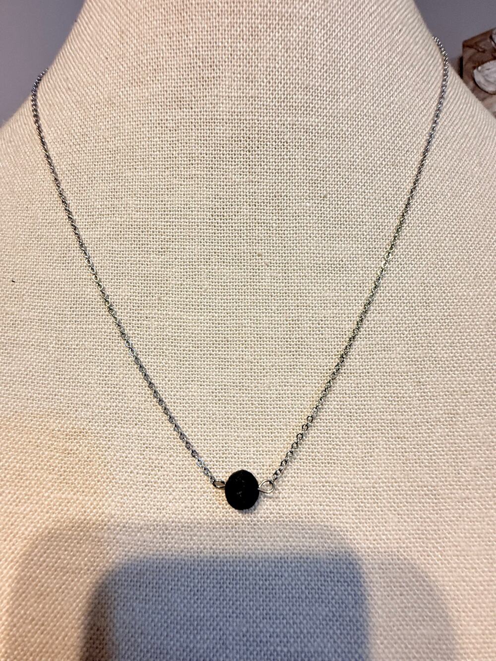 Vintage Lava Stone Bead Necklace 18” + 2”